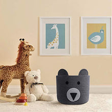 Load image into Gallery viewer, CherryNow Bear Basket, Cotton Rope Basket, Woven Laundry Hamper, Cute Storage Bin in Bedroom, Nursery & Living room, 10'' (H) x 12'' (D)