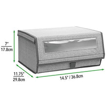 Load image into Gallery viewer, mDesign Fabric Large Storage Box Bin with Clear Window and Hinged Lid - Holder for Mens and Womens Dress Shoes, Boots, Pumps, Sandals, Flats - Modern Closet Organizer Solution - 8 Pack - Gray