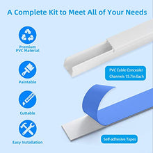 Load image into Gallery viewer, PQPB Cable Concealer Wall Cord Hider 142"(11.8ft) Cord Cover Channel, Cable Raceway Management for Hiding Wall Mount Ethernet Cable Computer Cords in Home Office, 9X L16in X W0.4in X 0.4in, White