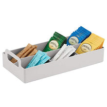 Load image into Gallery viewer, mDesign Compact Plastic Tea Storage Organizer Caddy Tote Bin - 6 Divided Sections, Built-in Handles - Holder for Tea Bags, Packets, Sweeteners, and Small Packets, 2 Pack - Light Gray