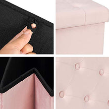 Load image into Gallery viewer, B FSOBEIIALAO Folding Storage Ottoman, Long Shoes Bench, Flannelette Footrest Stool Seat 31.5"x15.7"x15.7" (Pink, Large)