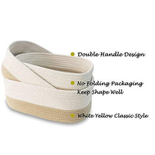 Load image into Gallery viewer, Set of 3 Small Cotton Rope Storage Baskets,Baby Nursery Organizer for Books,Magazines,Toys Storage Bin,White Woven Basket with Handles