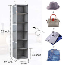 Load image into Gallery viewer, Univivi Shelves Hanging Organizer 6 - Layer Collapsible Hanging Closet Organizer with 6 Side Pockets Closet Hanging Shelves (Gray)