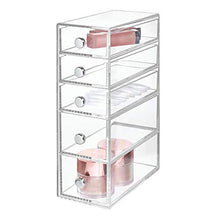 Load image into Gallery viewer, iDesign Clarity Plastic Cosmetic 5-Drawer Organizer, Jewelry Countertop Organization for Vanity, Bathroom, Bedroom, Desk, Office, 3.25" x 7" x 9.75", Clear