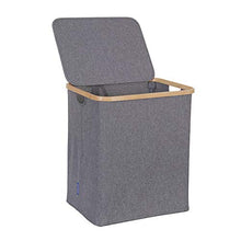 Load image into Gallery viewer, Hosroome Bamboo Laundry Basket with Lid Hampers for Laundry Hamper with Handles Foldable Hamper Easily Transport Laundry,Grey