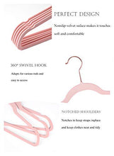 Load image into Gallery viewer, AREKUAEI Premium Blush Pink Velvet Hangers (Pack of 50) Heavyduty - Non Slip - Velvet Suit Hangers - Copper/Rose Gold Hooks,Space Saving Clothes Hangers