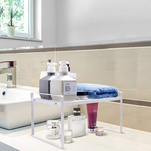 Load image into Gallery viewer, Shantton 2 Pack Kitchen Cabinet Shelf Counter Organizer Rack Pantry Storage Bathroom Bedroom Office Table Desk Space Saving Steel Frame Stackable Rust Resistant Non Slip White