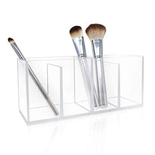 Load image into Gallery viewer, Isaac Jacobs 4-Compartment Clear Acrylic Organizer- Makeup Brush Holder- Storage Solution- Office, Bathroom, Kitchen Supplies and More (Clear)