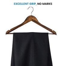 Load image into Gallery viewer, High-Grade Wooden Suit Hangers 20 Pack with Non Slip Pants Bar - Smooth Finish Solid Wood Coat Hanger with 360° Swivel Hook and Precisely Cut Notches for Camisole, Jacket, Pant, Dress Clothes Hangers