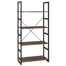 Load image into Gallery viewer, Homfa Bookshelf Rack 4 Tier Vintage Bookcase Shelf Storage Organizer Modern Wood Look Accent Metal Frame Furniture Home Office