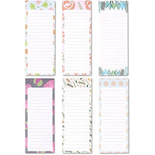 Load image into Gallery viewer, 6 Pack Magnetic Notepads for Fridge, Grocery To Do List (Floral, 3.5x9)