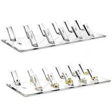 Load image into Gallery viewer, Ikee Design Multipurpose Acrylic Wall mounted Jewelry Stand Organizer, Bracelets Rings Bangles Display Rack for Store, Showcase, Trade Show, Set of 2, Clear, 13”W x 4 1/4”D x 1 3/4”H