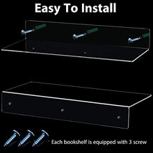 Load image into Gallery viewer, 8 Pieces 14 Inch Acrylic Floating Shelf, Invisible Wall Mounted Display Organizer Ledge Book Shelf for Living Room, Office, Bedroom, Bathroom, Kitchen (Clear)