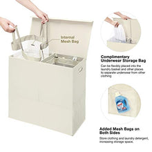 Load image into Gallery viewer, Greenstell Laundry Hamper with Lid and Handles, Foldable Divided Laundry Basket with Mesh Pockets, Easy Movement Clothes Laundry Basket for Bedrooms, Laundry Room and Balconies Beige