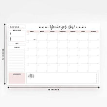 Load image into Gallery viewer, Bliss Collections Monthly Planner with 18 Undated 12 x 18 Tear-Off Sheets - You've Got This Calendar, Organizer, Scheduler, Productivity Tracker for Organizing Goals, Tasks, Ideas, Notes, To Do Lists