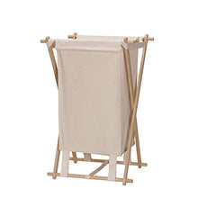 Load image into Gallery viewer, Household Essentials 6785-1 Collapsible Wood X-Frame Laundry Hamper with Fold Over Lid