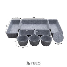 Load image into Gallery viewer, Teeo Felt Drawer Organizer Container Caddy Jewelry Tray Makeup Storage Organizers Home Office Desk Cosmetic Bins Dividers Box Compartment Nursery Bedroom Closet Organization, Pack of 9, Royal Blue