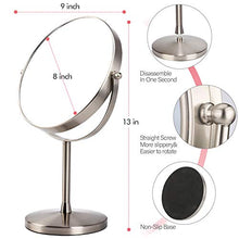 Load image into Gallery viewer, MIRRORMORE Professional 8" Vanity Mirror with 10X/1X Magnifying, Portable Makeup Mirror with Stand, Double Sided 350° Rotation Cosmetic Mirror, Senior Pearl Nickel, Round