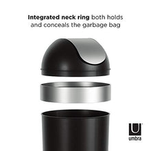 Load image into Gallery viewer, Umbra Venti 16.5-Gallon Swing Top Kitchen Trash Can – Large, 35-inch Tall Garbage Can for Indoor, Outdoor or Commercial Use, Black/Nickel