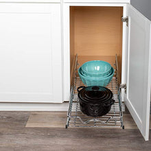 Load image into Gallery viewer, Pull Out Cabinet Drawer Organizer –Heavy Duty- Slide Out Kitchen Cabinet Storage Shelves, Sliding Drawer For cabinet -11”W x 21”D - Requires At Least a 12” Cabinet Opening, Wire Frame, Chrome Finish