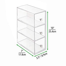 Load image into Gallery viewer, mDesign Home Office, Desk Organizer Storage Station for Storing Gel Pens, Erasers, Tape, Push Pins, Pencils, Markers - Space Saving - Use Vertically or Horizontally - 3 Drawers, 2 Pack - Clear