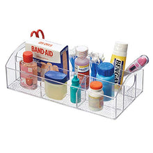 Load image into Gallery viewer, iDesign Med+ BPA-Free Plastic Divided Bathroom Organizer with Handles - 12" x 6" x 3.5", Clear