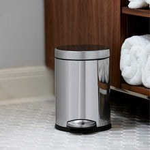 Load image into Gallery viewer, simplehuman 4.5 Liter / 1.2 Gallon Round Bathroom Step Trash Can, Brushed Stainless Steel