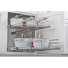 Load image into Gallery viewer, Rev-A-Shelf 5WB2-1822CR-1 18 x 22 Inch 2-Tier Wire Basket Pull Out Shelf Storage for Kitchen Base Cabinet Organization, Chrome
