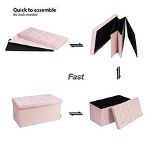 Load image into Gallery viewer, B FSOBEIIALAO Folding Storage Ottoman, Long Shoes Bench, Flannelette Footrest Stool Seat 31.5"x15.7"x15.7" (Pink, Large)