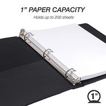 Load image into Gallery viewer, Samsill 1" Contrast Stitch Leather 3 Ring Binder, Portfolio Organizer, 3 Ring Binder, (8.5 x 11), Holds 200 Sheets, Black