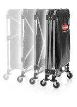 Load image into Gallery viewer, Rubbermaid Commercial Collapsible X-Cart, Steel, 8 Bushel Cart, 36" L x 7" W x 34" H, Black (1881750)