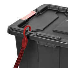 Load image into Gallery viewer, Sterilite 14649006 15 Gallon/57 Liter Industrial Tote, Black Lid & Base w/ Racer Red Latches, 6-Pack