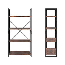 Load image into Gallery viewer, Homfa Bookshelf Rack 4 Tier Vintage Bookcase Shelf Storage Organizer Modern Wood Look Accent Metal Frame Furniture Home Office