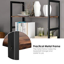 Load image into Gallery viewer, Homfa Bookshelf Rack 4 Tier Vintage Bookcase Shelf Storage Organizer Modern Wood Look Accent Metal Frame Furniture Home Office