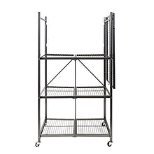 Load image into Gallery viewer, Origami 4-Shelf Foldable Storage Shelves | for Garage Kitchen Bakers Closet, Metal Wire, Collapsible Organizer Rack, Holds up to 1000 pounds, Powder-Coated Steel, Heavy Duty | Pewter