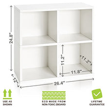 Load image into Gallery viewer, Way Basics Eco Stackable Quad Cube 4 Cubby Storage Shelf Organizer (Tool-Free Assembly and Uniquely Crafted from Sustainable Non Toxic zBoard Paperboard), White