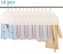 Load image into Gallery viewer, MISSLO Cotton Shoulder Covers for Clothes Hanging Breathable Garment Bag Clothing Dust Protector Closet Storage with 2" Gusset for Suit, Jacket, Shirt, Coat, Dress (Set of 12)