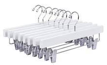 Load image into Gallery viewer, Amber Home Solid White Wooden Pants Skirt Hangers 10 Pack, Bottom Hanger for Slacks Trousers Jeans with 2-Adjustable Clips (White, 10)