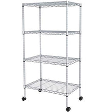 Load image into Gallery viewer, JS HANGER Wire Shelving Unit, 4-Tier Heavy Duty Height Adjustable Rolling Metal Shelves for Storage, 440 lbs Capacity, 23.23''W X 13.4''D X 47.24''H, Silver