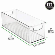 Load image into Gallery viewer, mDesign Plastic Kitchen Pantry, Cabinet, Refrigerator, Freezer Food Storage Organizing Bin Basket with Handles - Organizer for Fruit, Vegetables, Yogurt, Snacks, Pasta - 5.75" Wide, 2 Pack - Clear