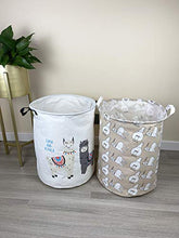 Load image into Gallery viewer, QIMI Large Storage Bins,Waterproof Laundry Hamper with Handles Canvas Organizer Bin for Kids Hamper Nursery Hamper (Llama)