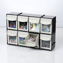 Load image into Gallery viewer, SHUTER Plastic Tilt Out Storage Bins for Parts, Tools, Arts, Crafts and Sewing Supplies Organization, 8 Tip Out Bins as Garage Storage cabinets, Black, FO-308-BK