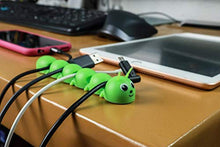 Load image into Gallery viewer, Cable Organizer - Cord Organizer - Desk Cord Holder - Cable Management Clips - Caterpillar, 2 pcs Green & Black, Clutter Aide