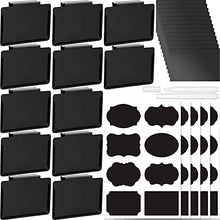 Load image into Gallery viewer, 12 Pack Black Basket Labels Clip On with 40 Chalkboard Labels, Metal Label Holders for Storage Bins, Removable Bin Clip Labels for Baskets Pantry Labels Clips, Includes 12 Label Cards, 2 White Chalk