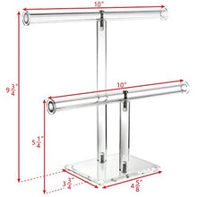 Load image into Gallery viewer, Mooca Clear Acrylic Round Bracelet Display Holder 2 Tier T-bar Jewelry Display Bracelet Display Holder Stand Acrylic Bracelet Display Organizer Jewelry Holder (2-Bar)