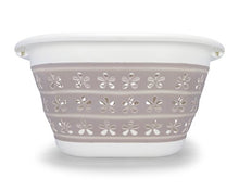 Load image into Gallery viewer, Camco White/Taupe Collapsible Utility/Laundry Basket – Perfect for Homes, Boats, and RVs – Easy Grip Carrying Handles - Foldable for Compact Storage,small - 51951