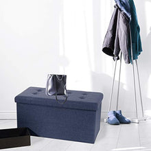 Load image into Gallery viewer, Seville Classics Foldable Tufted Storage Bench Ottoman, Midnight Blue