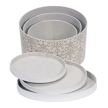 Load image into Gallery viewer, Household Essentials 3-Piece Hat Box Set with Faux Leather Lids, Scroll Pattern