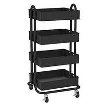 Load image into Gallery viewer, ECR4Kids-ELR-20702 4-Tier Metal Rolling Utility Cart - Heavy Duty Mobile Storage Organizer, Black