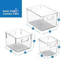 Load image into Gallery viewer, Set Of 6 Clear Pantry Organizer Bins Household Plastic Food Storage Basket with Cutout Handles for Kitchen, Countertops, Cabinets, Refrigerator, Freezer, Bedrooms, Bathrooms